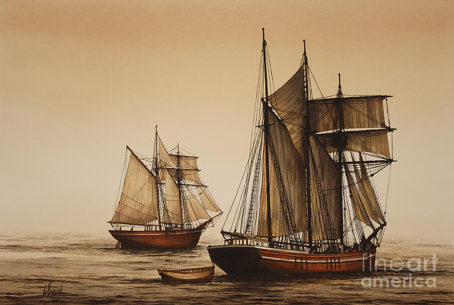 Beauty of Wooden Ships Painting by James Williamson