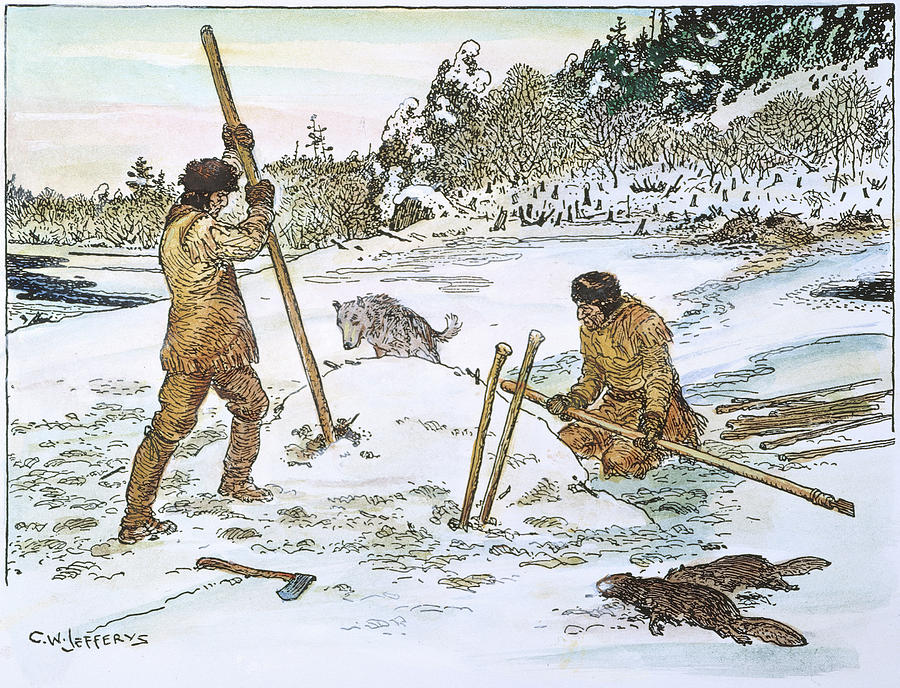 Beaver Hunting, 19th Cent Painting by Granger