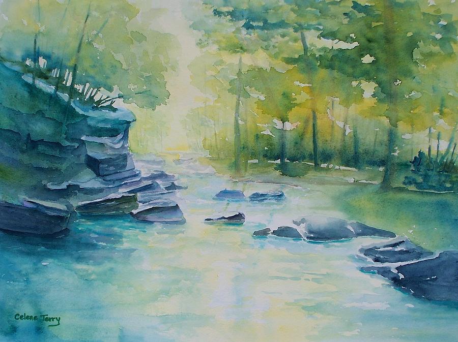 Beavers Bend Painting by Celene Terry