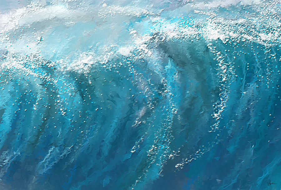 Surfing Impressionism Painting - Beckoning Heights- Surfing Art by Lourry Legarde