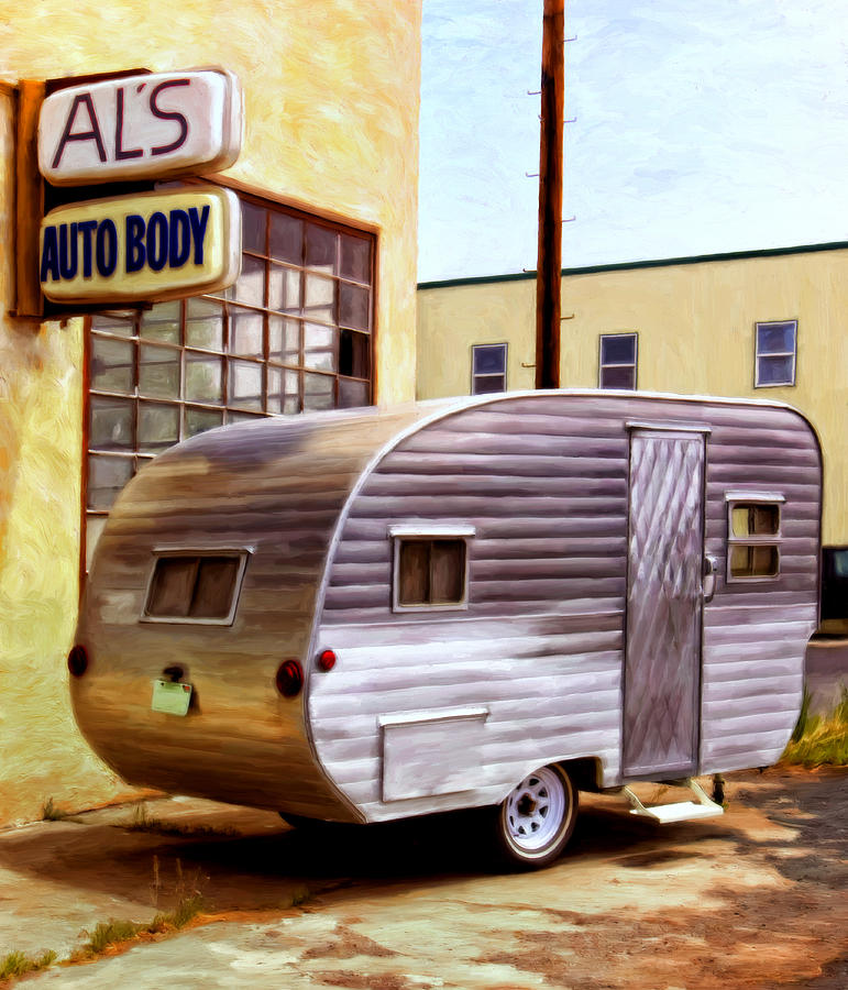 Becky's Vintage Travel Trailer Painting by Michael Pickett