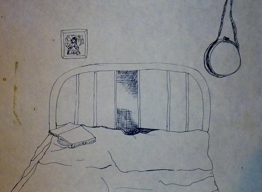 Bed Drawing by Erika Jean Chamberlin