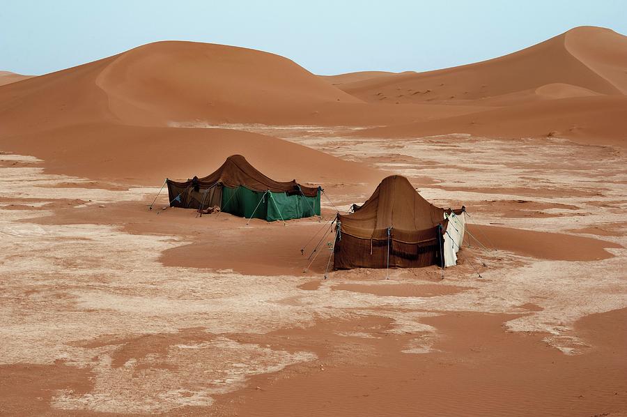 Bedouin Tents And Sand Dunes Photograph by Jon Wilson