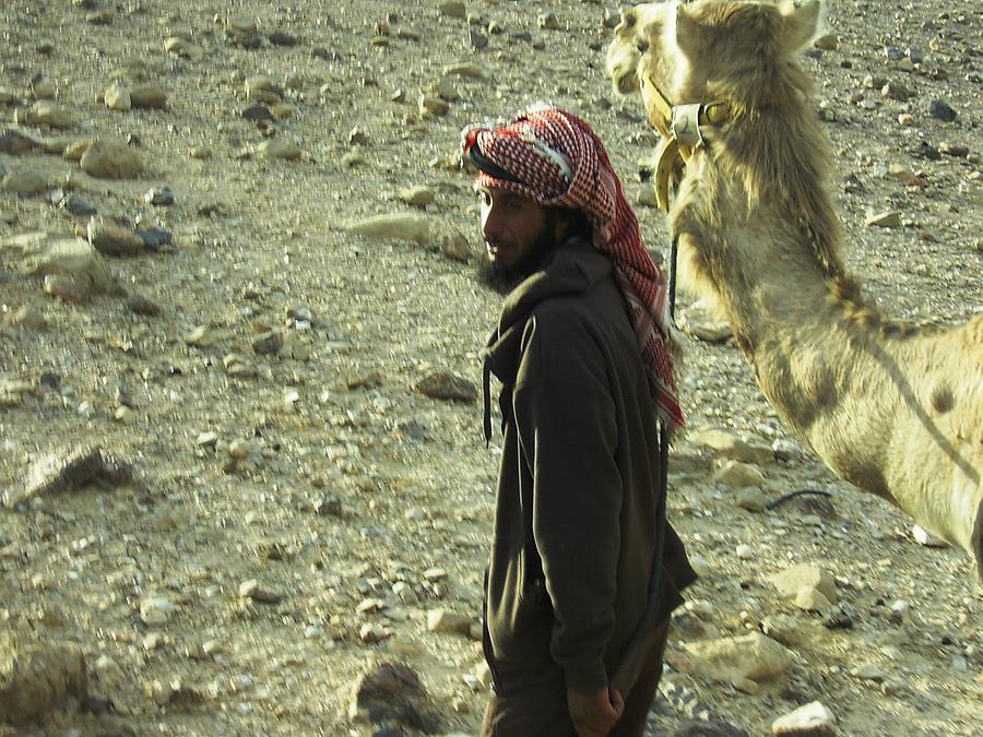 Portrait Photograph - Bedouin with Camel by Nathalie  Cohen