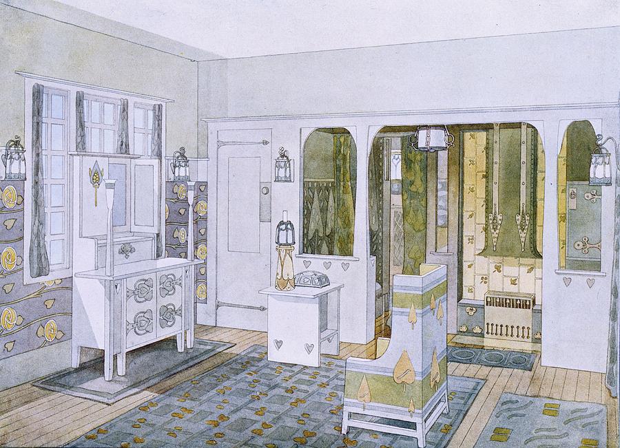 Interior Drawing - Bedroom Designed By Will Bradley by .