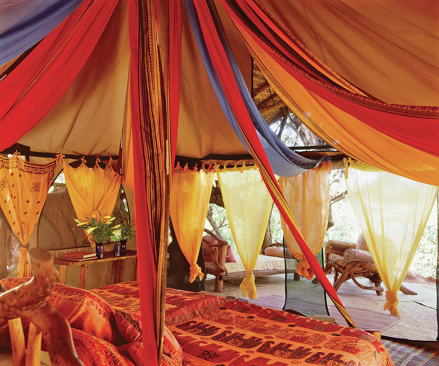 Bedroom With Multi Coloured Bed Canopy Photograph by Tim Beddow
