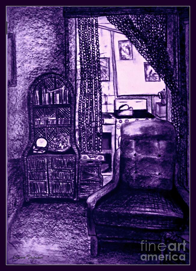 Bedsit Refuge In Purple - With Border Mixed Media by Leanne Seymour