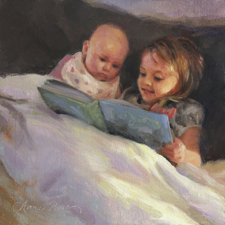 Bedtime Bible Stories Painting by Anna Rose Bain