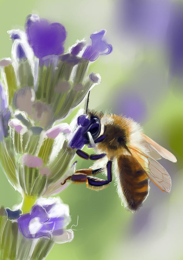 Flowers Still Life Digital Art - Bee by Arie Van der Wijst