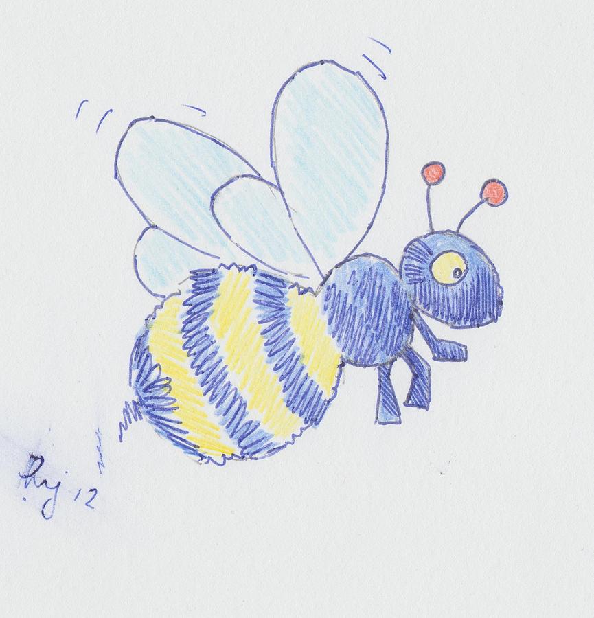 Bee Cartoon Drawing by Mike Jory - Pixels