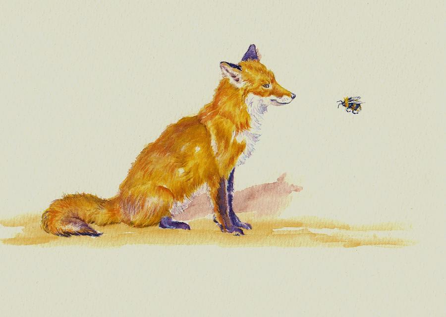 Fox Painting - Bee Foxed by Debra Hall.