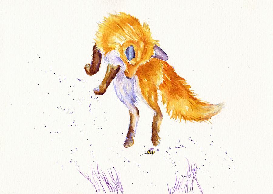 Jumping Fox - Bee Leaping Painting by Debra Hall