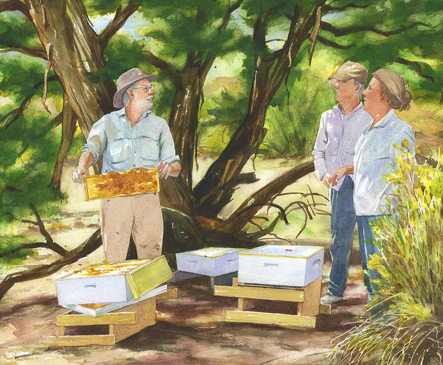 Bee Mans Visit to Horsethief Spring Painting by Jeff Mathison
