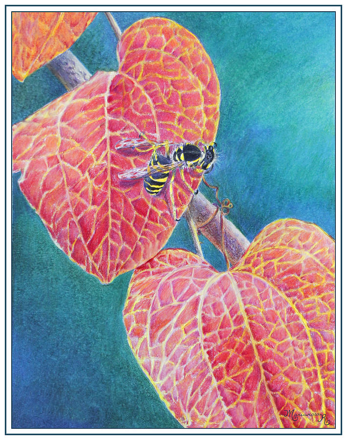 Bee on Leaf Painting by Mariarosa Rockefeller
