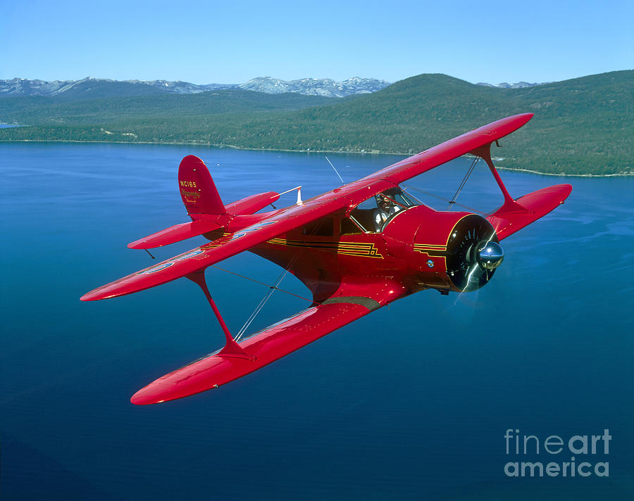 Beechcraft Model 17 Staggerwing Flying Photograph
