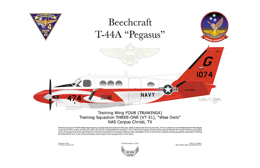 Beechcraft T-44A Pegasus Digital Art by Arthur Eggers
