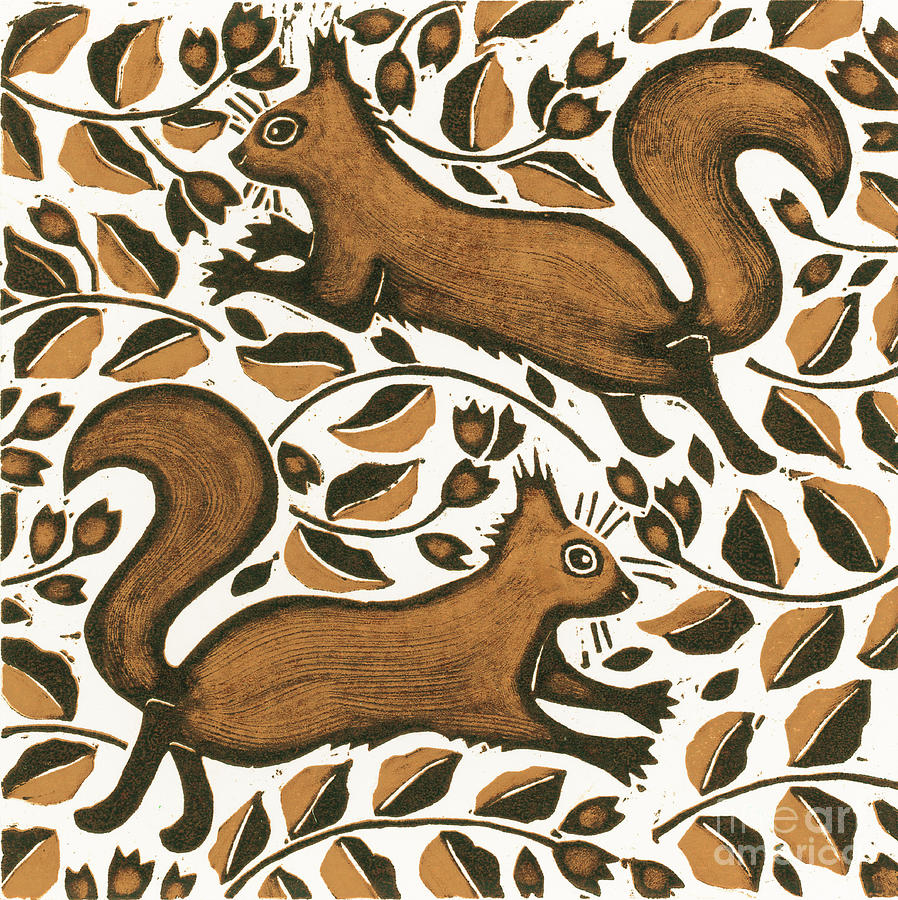 Beechnut Squirrels Painting by Nat Morley