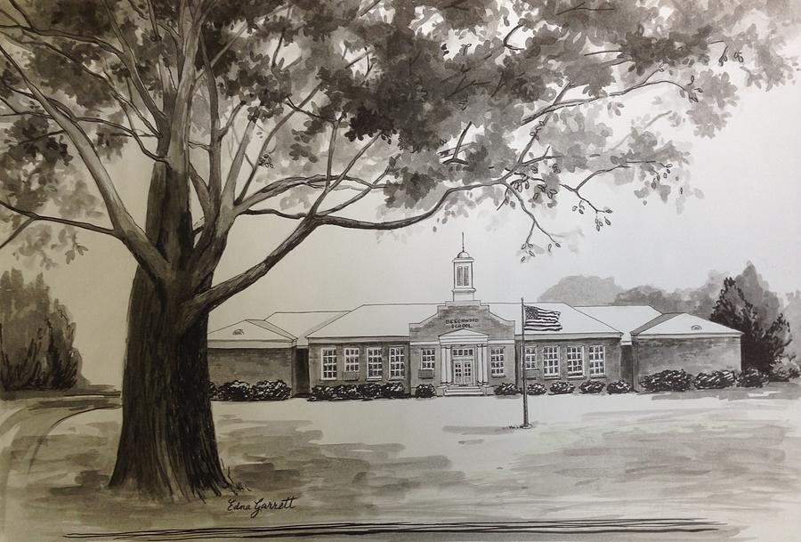Beechwood School Building Drawing by Edna Garrett