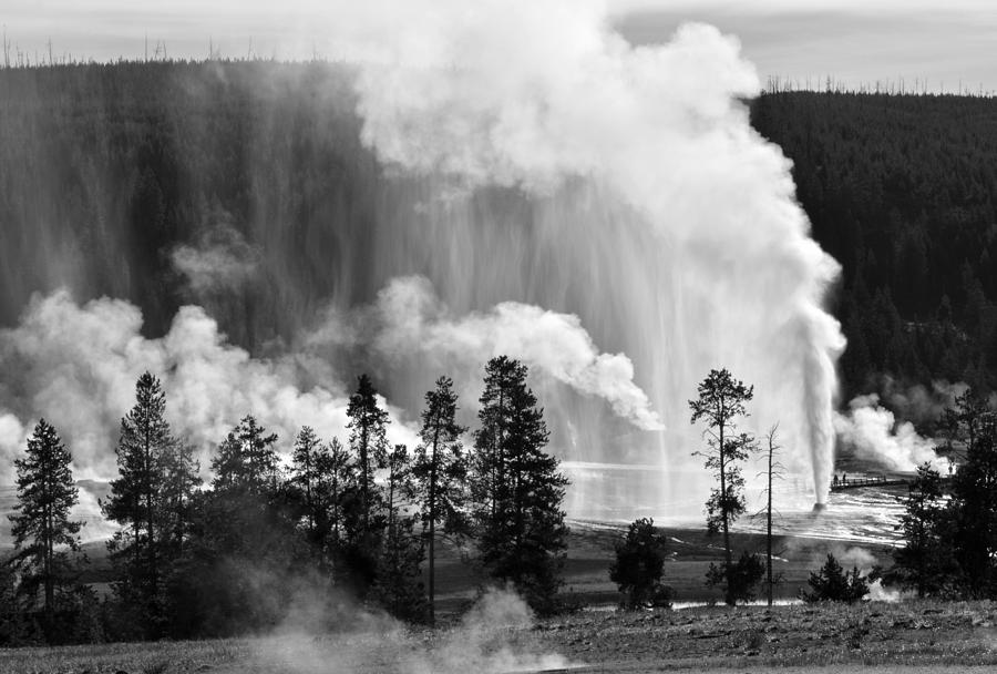 Beehive Geyser Shower in Black and White Photograph by Bruce Gourley