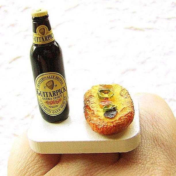 Summer Photograph - Beer & Pizza @etsy Food Jewelry Ring by Futoshi Takami