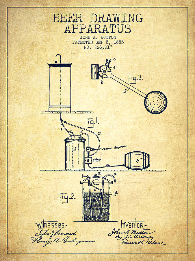 Beer Drawing Apparatus Patent From 1885 Digital Art