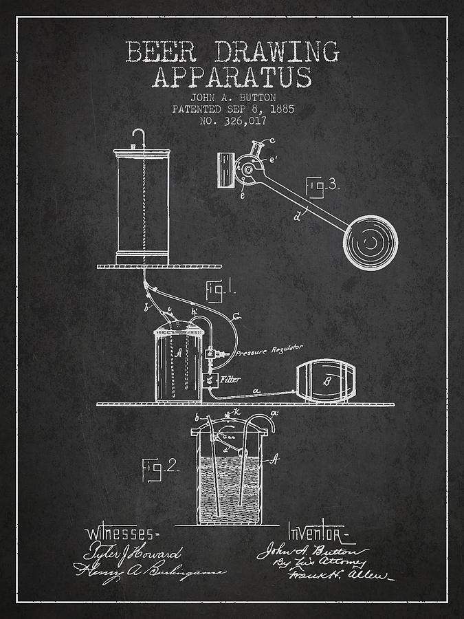 Beer Drawing Apparatus Patent From 1885 - Dark Digital Art