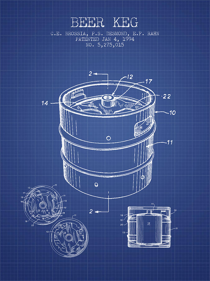 Beer Keg Patent From 1994 Blueprint Digital Art