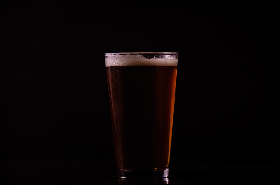 Beer On Black Background Photograph