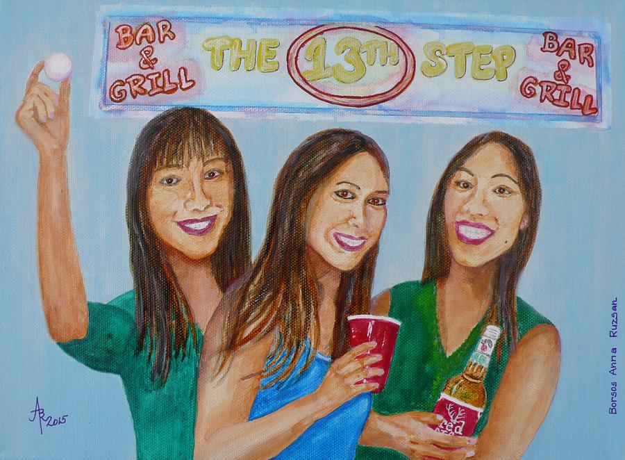 Beer Pong Champs Painting by Anna Ruzsan