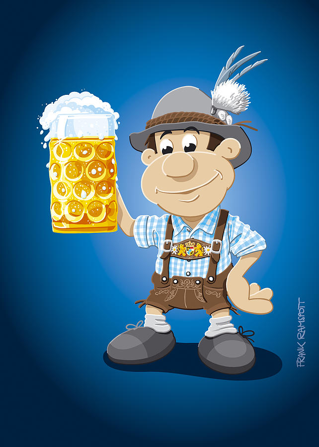 Munich Movie Digital Art - Beer Stein Lederhosen Oktoberfest Cartoon Man by Frank Ramspott