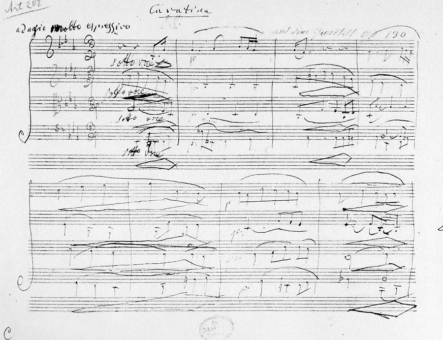 Beethoven Manuscript, 1825 Painting by Granger