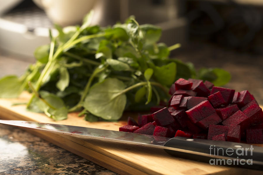 Vegetable Photograph - Beetroot and Watercress by Charlotte Lake