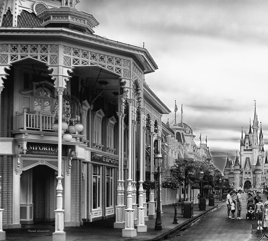 Before The Gates Open In Black and White Walt Disney World Photograph by Thomas Woolworth