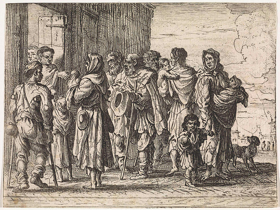 Beggars For A Monastery, Cornelis De Wael Drawing by Cornelis De Wael ...