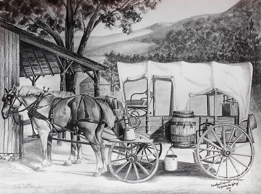 Horse Drawing - Beginning the Journey by Carolyn Valcourt