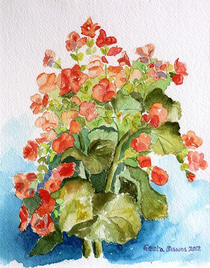 Still Life Painting - Begonias Still life by Geeta Yerra