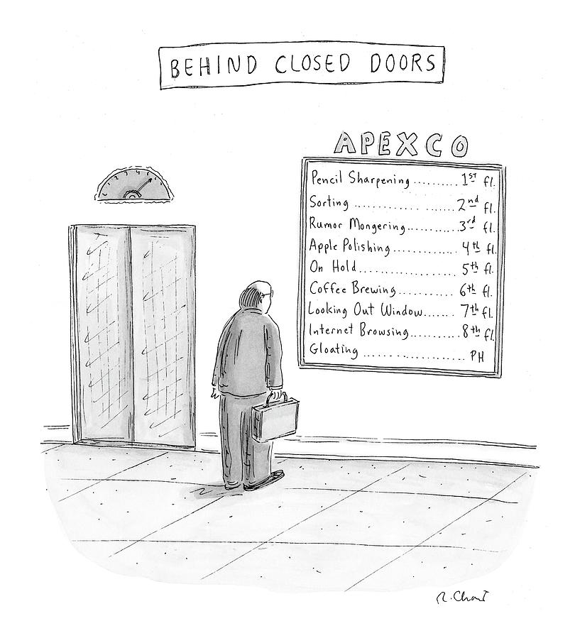 Behind Closed Doors Drawing by Roz Chast