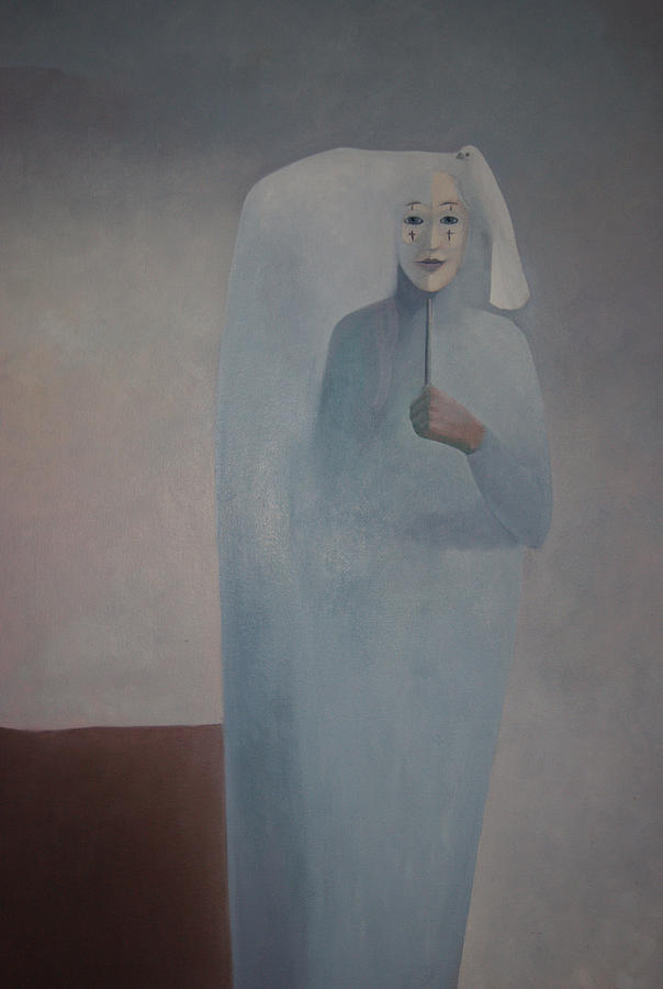 Behind Me -  is White Lady Painting by Tone Aanderaa
