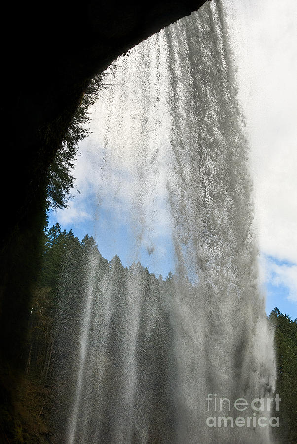 Nature Photograph - Behind The Curtain -  Lower South Waterfall in Silver Falls Stat by Jamie Pham
