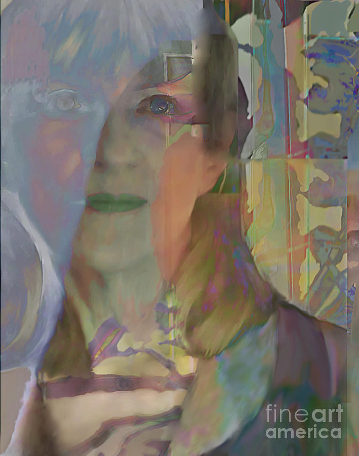Portrait Digital Art - Behind the Curtain by Ursula Freer