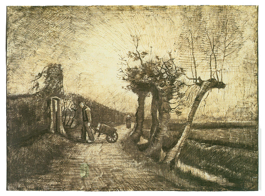 Vincent Van Gogh Drawing - Behind the Hedges by Vincent van Gogh