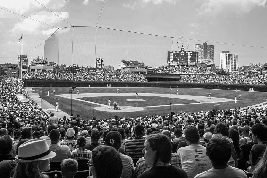 Behind the plate Black and White  Wrigley  Photograph by John McGraw