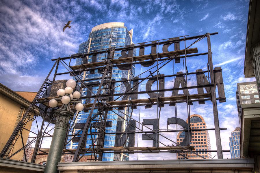Behind the Iconic Public Market Center Sign Photograph by Spencer McDonald