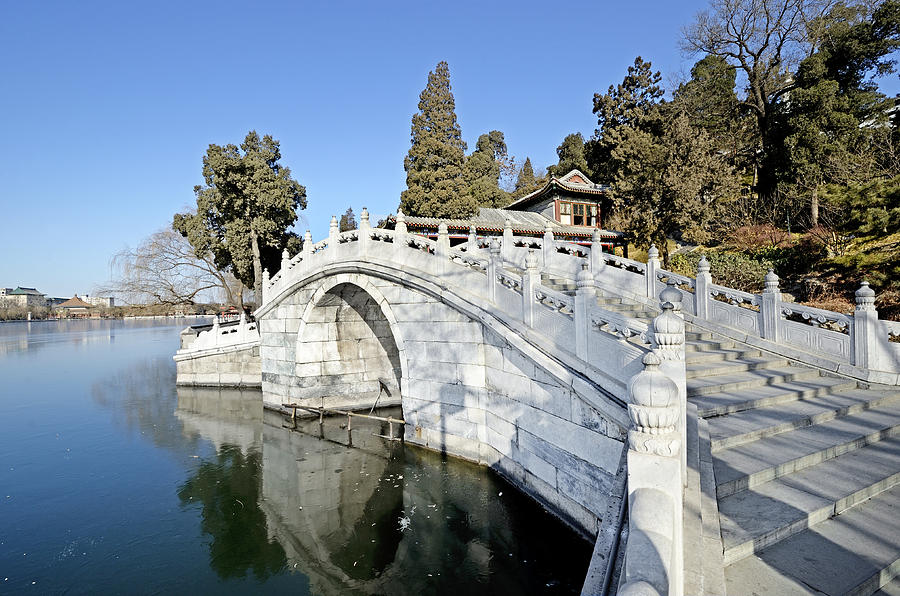 Beihai Park in Beijing China - Arched Bridge Photograph by Brendan Reals