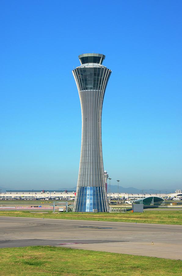 Architecture Photograph - Beijing Airport Control Tower. by Mark Williamson