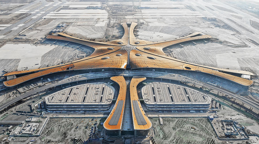 Beijing Daxing New International Airport At Dusk Photograph by Xiaodong Qiu