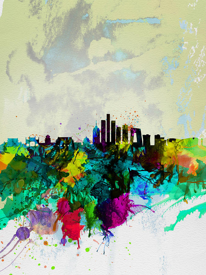 City Painting - Beijing Watercolor Skyline by Naxart Studio