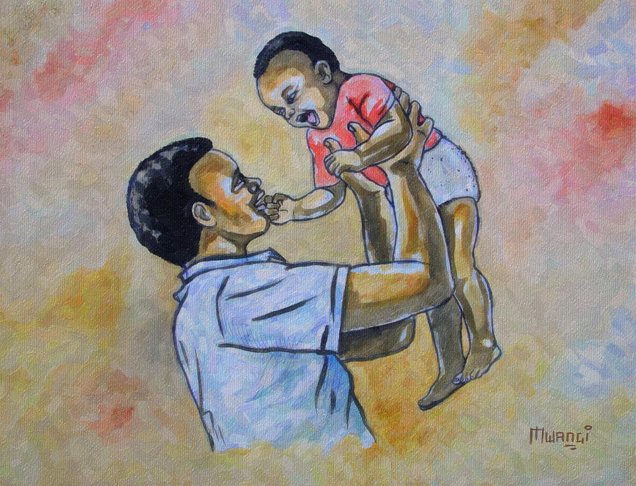 Being a Father Drawing by Anthony Mwangi