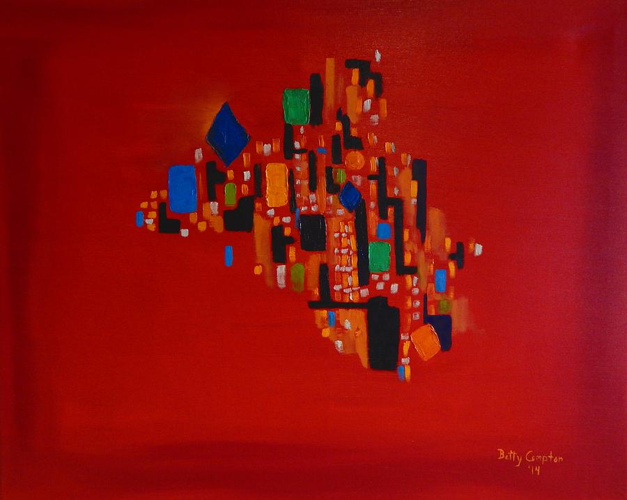 Red Abstracts Painting - Bejeweled City by Betty Compton
