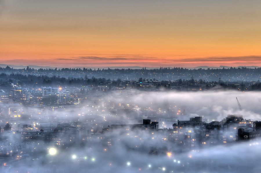 Winter Photograph - Bejeweled Foggy Sunset by Doug Farmer
